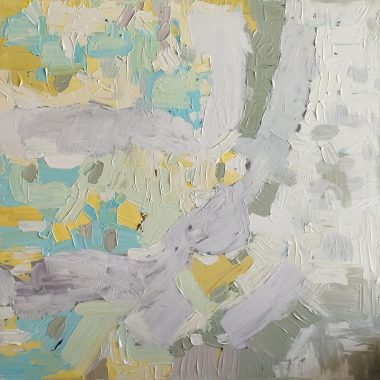 ציור מקורי: IMG_20220601_182844 הוא ציור מופשט עם משיכות מכחול רחבות ומרקמיות בצבעוניות פסטלית — לבן, אפור, צהוב וכחול-ירוק. כתמים ופסלים חופפים עם שכבות עבות מעוררים תנועה ורוגע. מוסיף צבע וייחודיות לכל חלל.