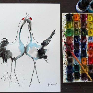 ציור מקורי: יצירת אמנות מינימליסטית בצבעי מים, 