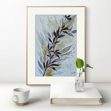 ציור מקורי: הדפס צבעי מים מופשט ממוסגר שכותרתו 