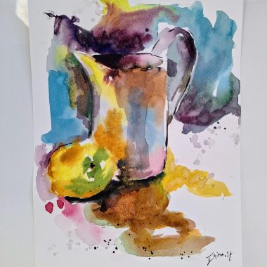 ציור מקורי: ציור מים תוסס של טבע דומם, 