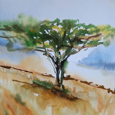 ציור מקורי: ציור טבע מופשט בצבעי מים בשם 